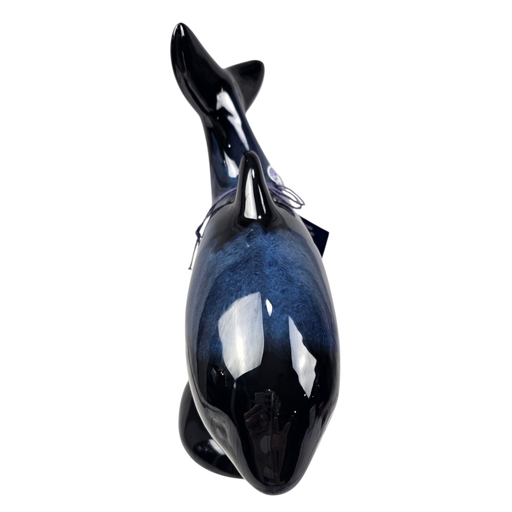 Blue Mountain Pottery Orca Whale Figurine Blue Drip Glaze Made in Canada 201 - Picture 6 of 11